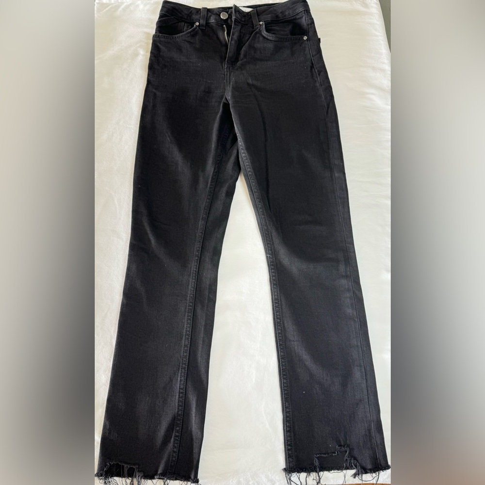 Zara Raw Hem Black Jeans